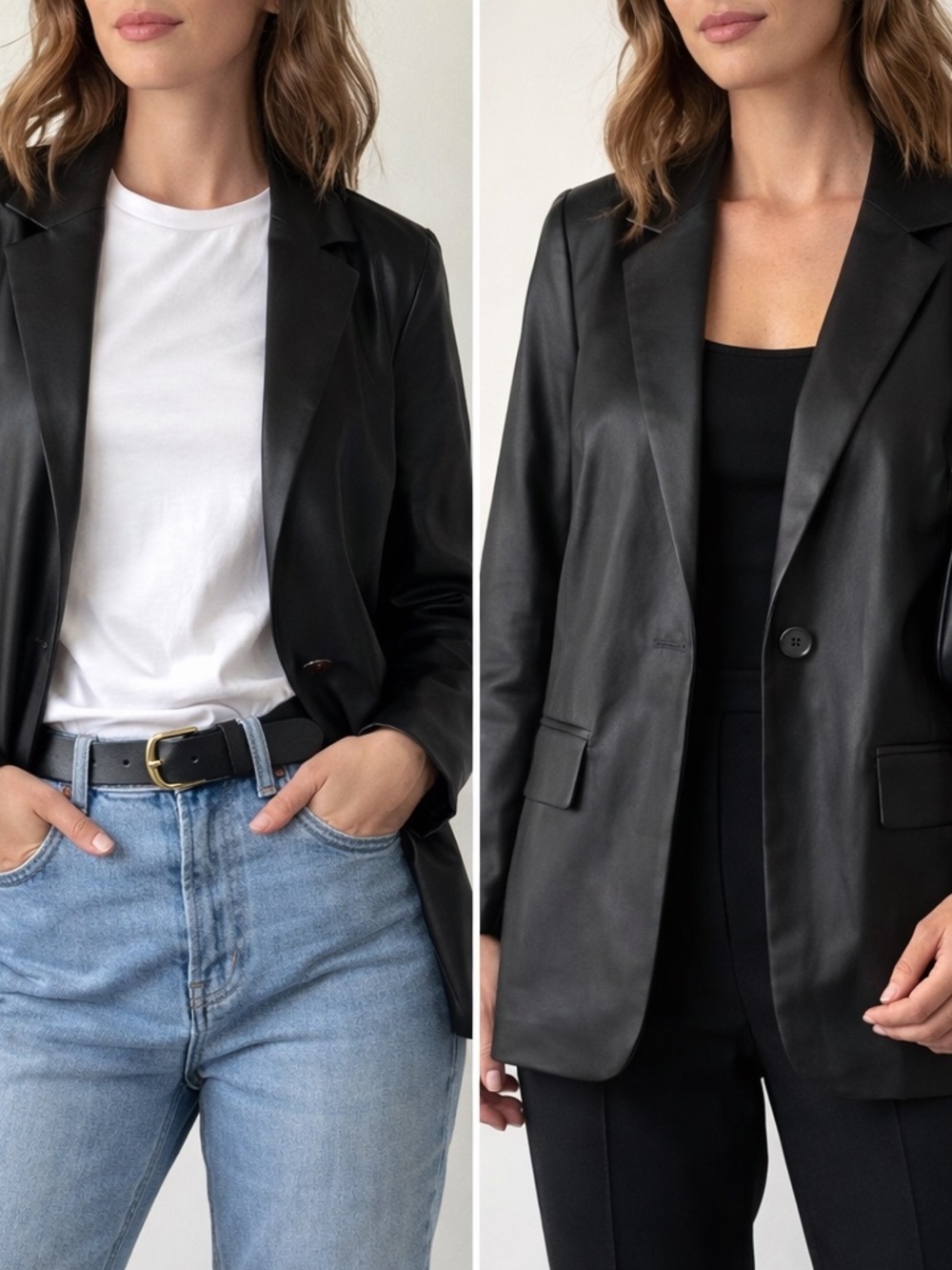 Ambiance Black Faux Leather Blazer